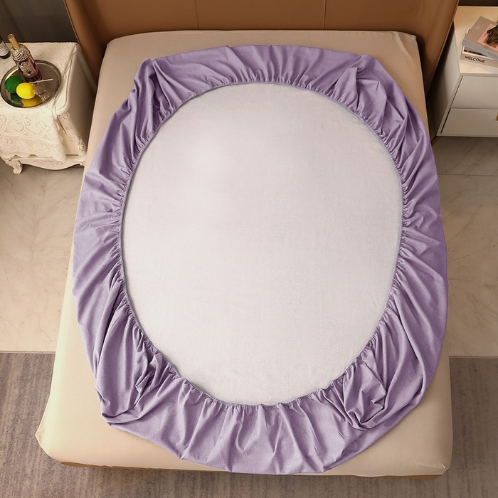 91家纺网 家纺一手货源 找家纺 晶缦家纺 2024新款加厚纯棉喷气全棉纯色生态磨毛多规格单品床笠 纯依-浅紫