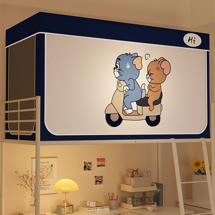 91家纺网 家纺一手货源 找家纺 安金蚊帐 2024新款防蚊遮光一体99%强遮光学生宿舍上下铺遮光学生蚊帐-系列一 猫和老鼠