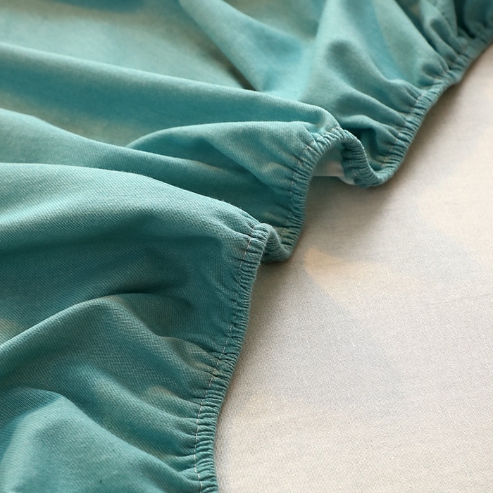 91家纺网 家纺一手货源 找家纺 晶缦家纺 2024新款加厚纯棉喷气全棉纯色生态磨毛多规格单品床笠 纯依-豆绿