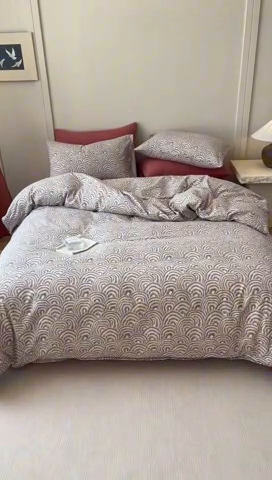 91家纺网 家纺一手货源 找家纺 2024新款全棉陶瓷磨毛印花四件套 瑞秋