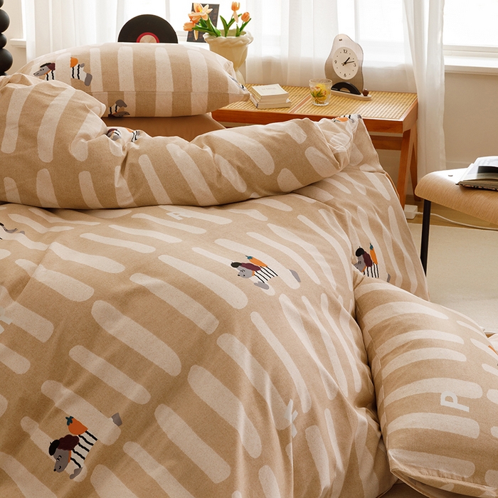 91家纺网 家纺一手货源 找家纺 2024新款全棉陶瓷磨毛印花四件套 萌趣星仔