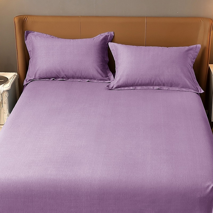 91家纺网 家纺一手货源 找家纺 晶缦家纺 2024新款加厚纯棉喷气全棉纯色生态磨毛多规格单品床单 纯依-丁香紫