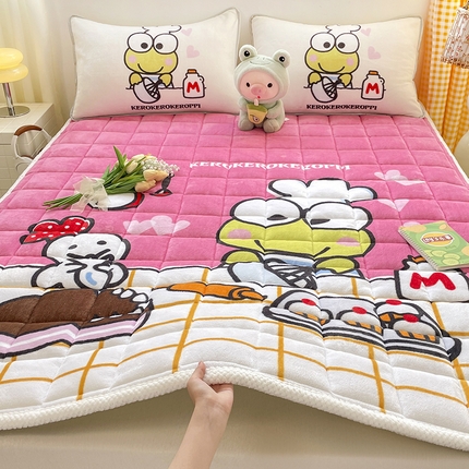 米帛家纺 2024新款三丽鸥印花牛奶绒床垫 大眼蛙