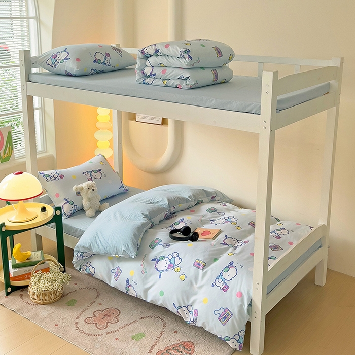 91家纺网 家纺一手货源 找家纺 海岛哥哥 2025新款A类云朵水洗棉三丽鸥正版授权四件套-学生床 三丽鸥-波点怕洽狗