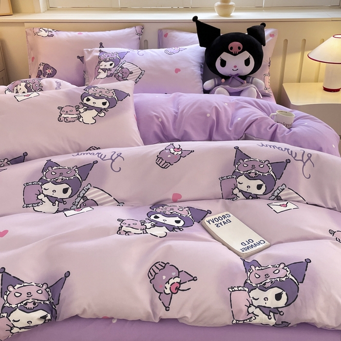 91家纺网 家纺一手货源 找家纺 海岛哥哥 2025新款A类云朵水洗棉三丽鸥正版授权四件套-大床图 三丽鸥-信封库洛米