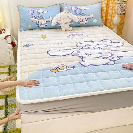 米帛家纺 2024新款三丽鸥印花牛奶绒床笠 彩虹玉桂狗