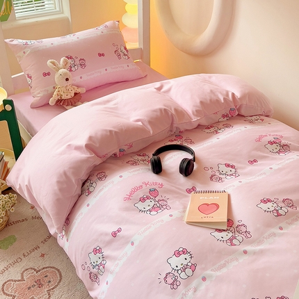 91家纺网 家纺一手货源 找家纺 （总）海岛哥哥 2025新款A类云朵水洗棉三丽鸥正版授权四件套-学生床