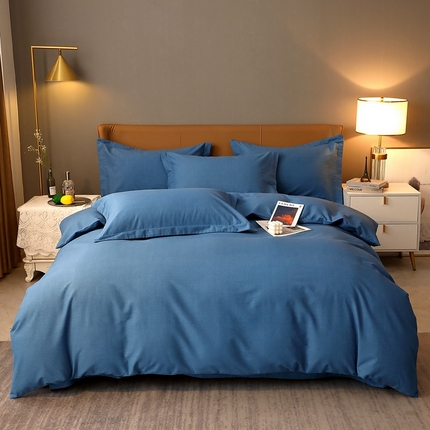 91家纺网 家纺一手货源 找家纺 （总）2025新款加厚纯棉喷气全棉纯色生态磨毛多规格四件套·素色保暖活性斜纹床单款床笠款学生宿舍三件套