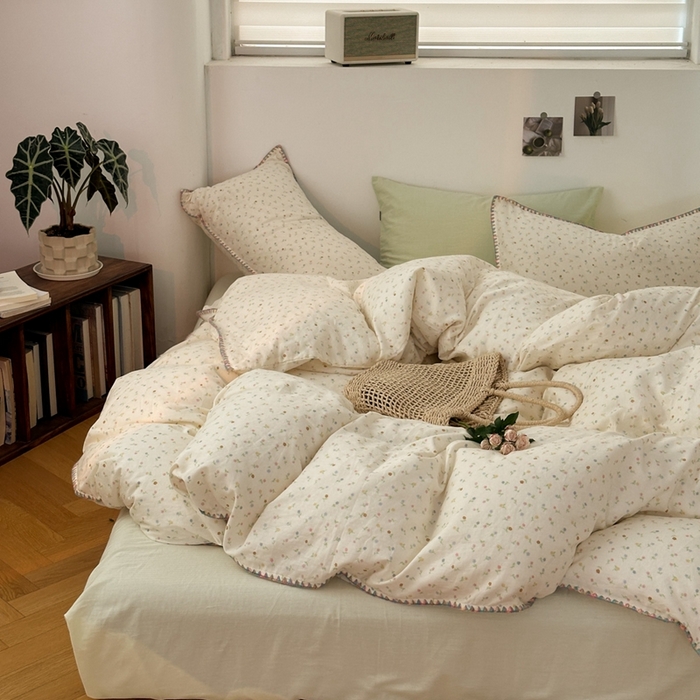 91家纺网 家纺一手货源 找家纺 洋铭区（原狠狠爱） 2024新款全棉双层纱四件套 五彩小花