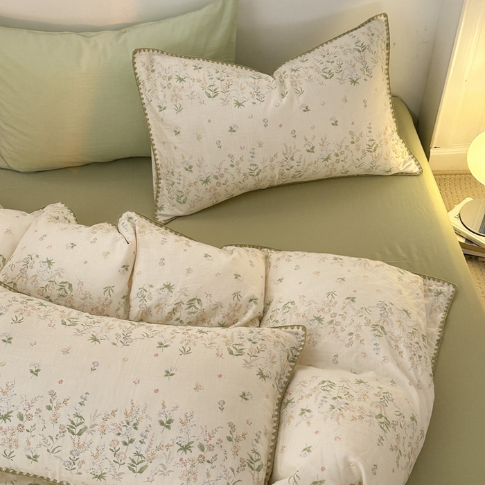 91家纺网 家纺一手货源 找家纺 洋铭区（原狠狠爱） 2024新款全棉双层纱四件套 田园花语