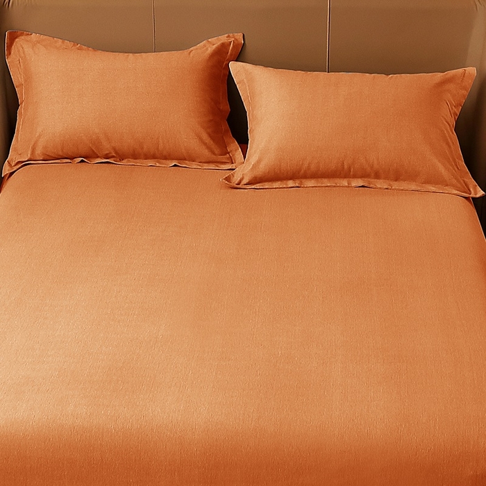 91家纺网 家纺一手货源 找家纺 晶缦家纺 2024新款加厚纯棉喷气全棉纯色生态磨毛多规格单品床单 纯依-时尚桔