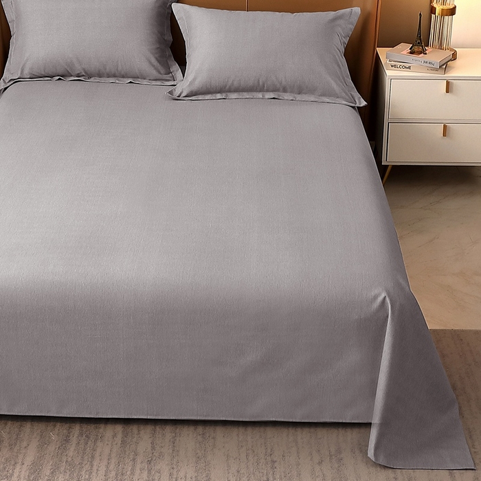 91家纺网 家纺一手货源 找家纺 晶缦家纺 2024新款加厚纯棉喷气全棉纯色生态磨毛多规格单品床单 纯依-银灰