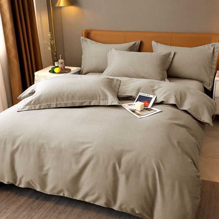 91家纺网 家纺一手货源 找家纺 晶缦家纺 2024新款加厚纯棉喷气全棉纯色生态磨毛多规格四件套 纯依-时尚灰