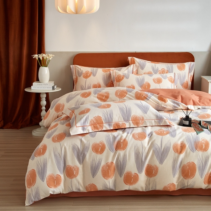 91家纺网 家纺一手货源 找家纺 2025新款全棉精梳磨毛印花四件套 罗马花园