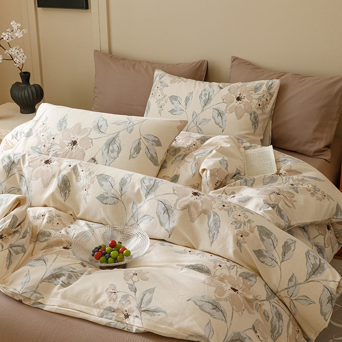 91家纺网 家纺一手货源 找家纺 2024新款全棉陶瓷磨毛印花四件套 山竹月