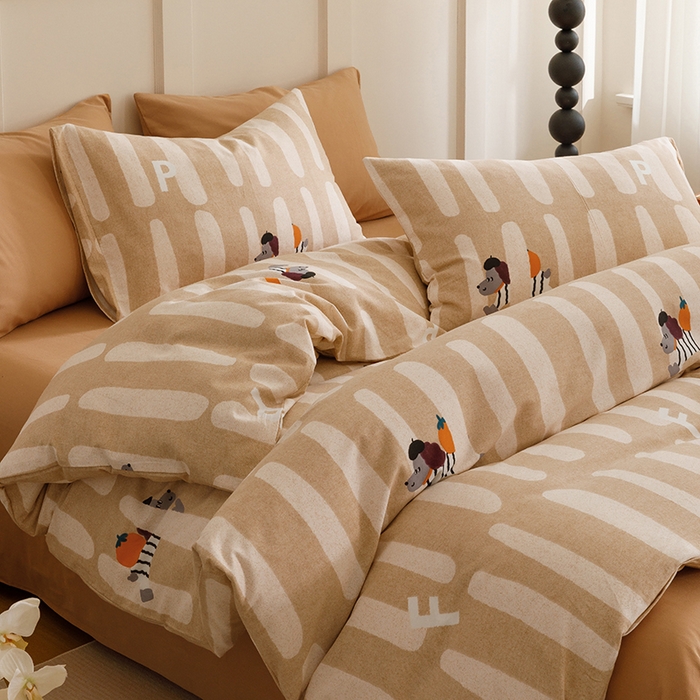 91家纺网 家纺一手货源 找家纺 2024新款全棉陶瓷磨毛印花四件套 萌趣星仔