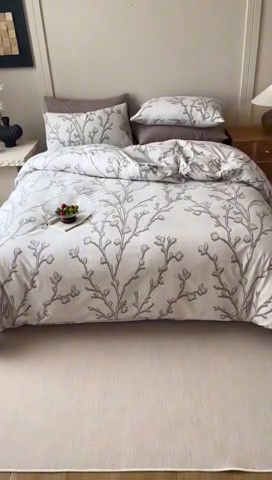 91家纺网 家纺一手货源 找家纺 2024新款全棉陶瓷磨毛印花四件套 美沐