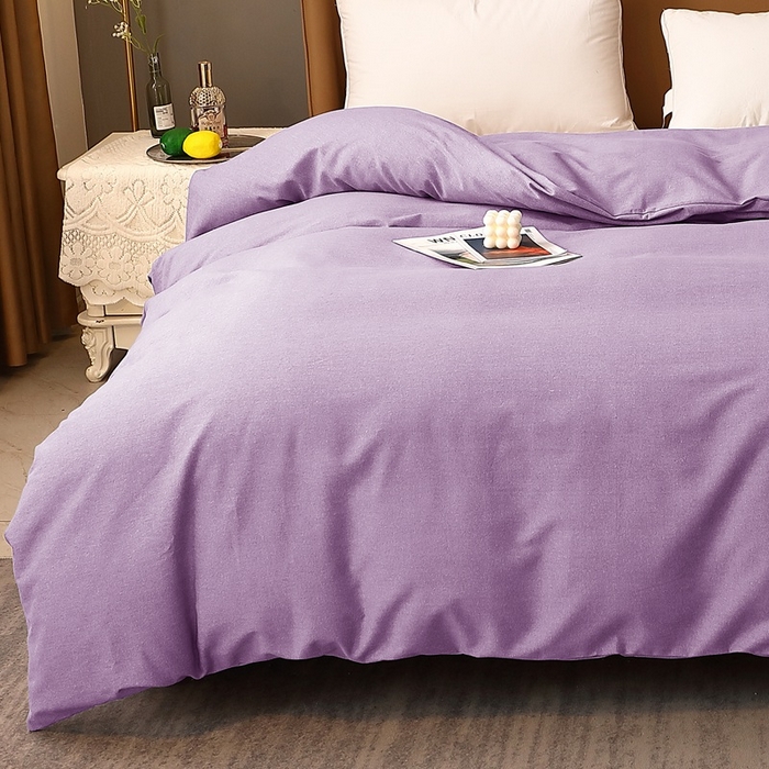 91家纺网 家纺一手货源 找家纺 晶缦家纺 2024新款加厚纯棉喷气全棉纯色生态磨毛多规格单品被套 纯依-丁香紫