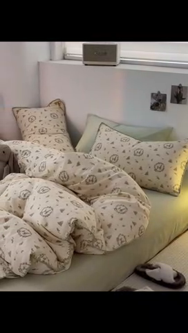 91家纺网 家纺一手货源 找家纺 洋铭区（原狠狠爱） 2024新款全棉双层纱四件套 多多兔