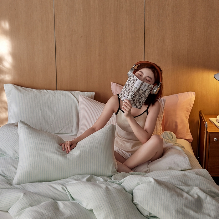 91家纺网 家纺一手货源 找家纺 2025新品尚美色织条纹绉纱系列--尚美细条系列 尚美-天蓝细条