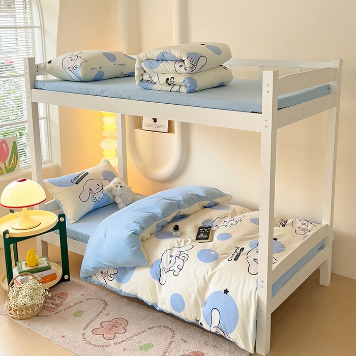 91家纺网 家纺一手货源 找家纺 海岛哥哥 2025新款A类云朵水洗棉三丽鸥正版授权四件套-学生床 三丽鸥-长耳狗狗