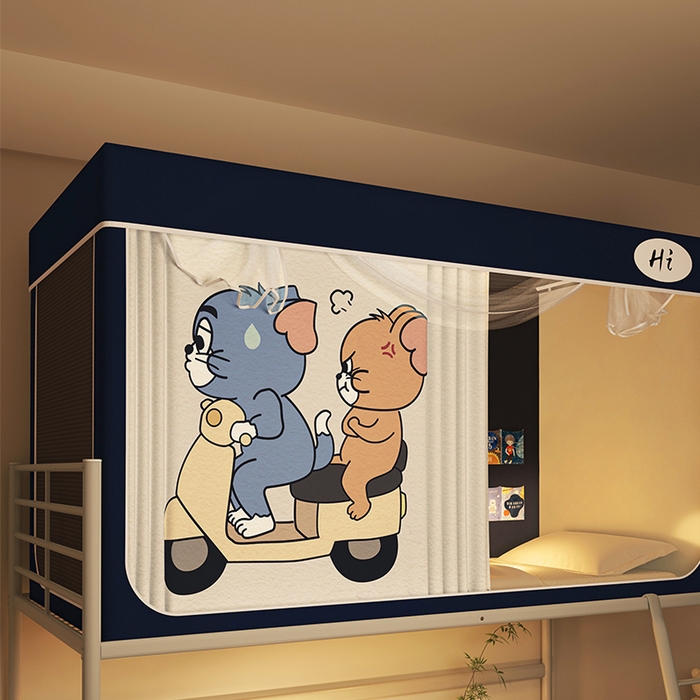 91家纺网 家纺一手货源 找家纺 安金蚊帐 2024新款防蚊遮光一体99%强遮光学生宿舍上下铺遮光学生蚊帐-系列一 猫和老鼠