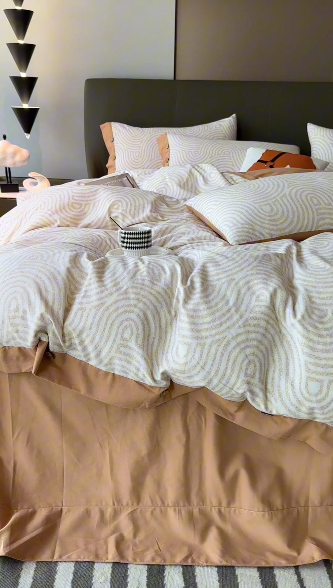 91家纺网 家纺一手货源 找家纺 沐白家居 2025新款全棉生态磨毛印花四件套-纽扣工艺款 维诺-棕