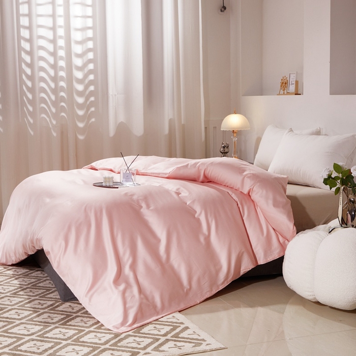 91家纺网 家纺一手货源 找家纺 晶缦家纺 2025新款全棉60支贡缎长绒棉纯色单品被套单件60S素色纯棉单被套多规格被罩活性印染 琳澜-浅粉玉