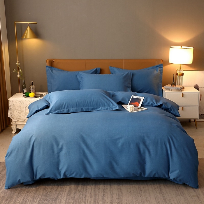 91家纺网 家纺一手货源 找家纺 （总）2025新款加厚纯棉喷气全棉纯色生态磨毛多规格四件套·素色保暖活性斜纹床单款床笠款学生宿舍三件套