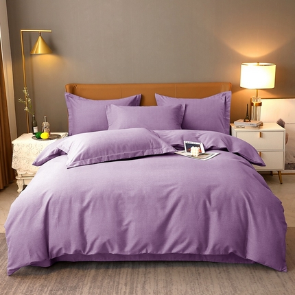 91家纺网 家纺一手货源 找家纺 （总）2025新款加厚纯棉喷气全棉纯色生态磨毛多规格四件套·素色保暖活性斜纹床单款床笠款学生宿舍三件套