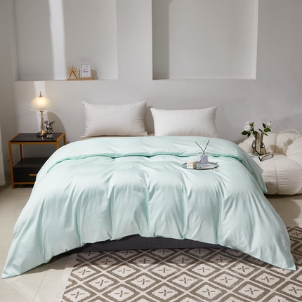 晶缦家纺 2025新款全棉60支贡缎长绒棉纯色单品被套单件60S素色纯棉单被套多规格被罩活性印染 琳澜-天青绿