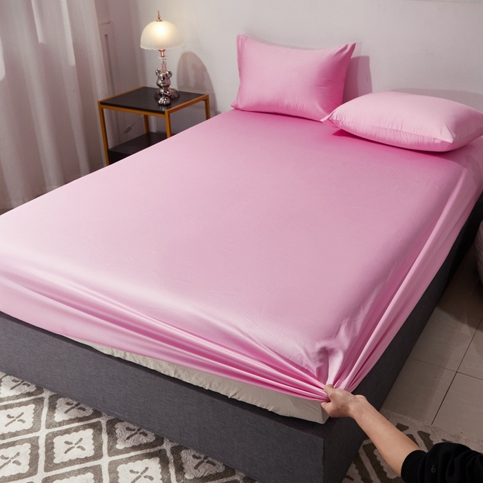 91家纺网 家纺一手货源 找家纺 晶缦家纺 2025新款全棉纯棉60支贡缎长绒棉纯色多规格单品床笠 琳澜-粉红色