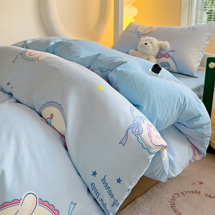 91家纺网 家纺一手货源 找家纺 海岛哥哥 2025新款A类云朵水洗棉三丽鸥正版授权四件套-学生床 三丽鸥-蛋糕玉桂狗