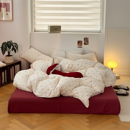 洋铭区（原狠狠爱） 2024新款全棉双层纱四件套 五彩斑斓