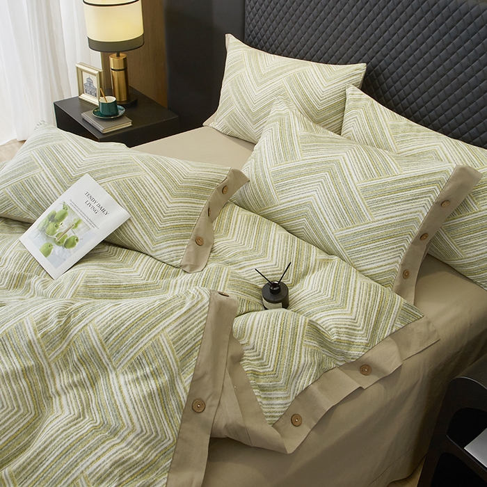 91家纺网 家纺一手货源 找家纺 （总）沐白家居 2025新款全棉生态磨毛印花四件套-纽扣工艺款