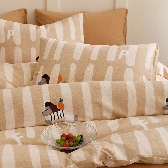 91家纺网 家纺一手货源 找家纺 2024新款全棉陶瓷磨毛印花四件套 萌趣星仔