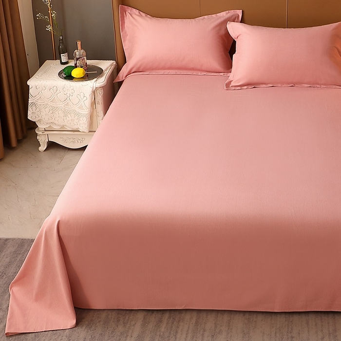 91家纺网 家纺一手货源 找家纺 晶缦家纺 2024新款加厚纯棉喷气全棉纯色生态磨毛多规格单品床单 纯依-粉玉