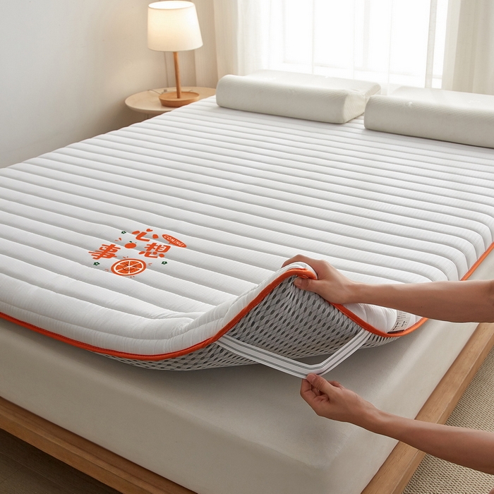 91家纺网 家纺一手货源 找家纺 卡派 2024新款成人款泡泡棉单边抗压床垫 心想事成-白