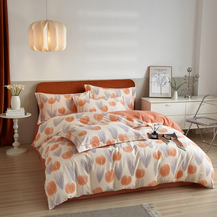 91家纺网 家纺一手货源 找家纺 2025新款全棉精梳磨毛印花四件套 罗马花园