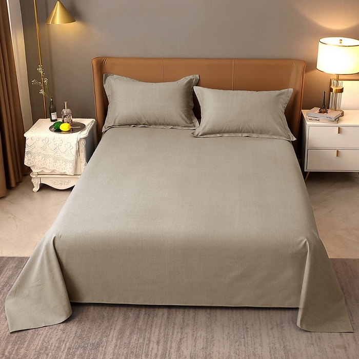 91家纺网 家纺一手货源 找家纺 晶缦家纺 2024新款加厚纯棉喷气全棉纯色生态磨毛多规格单品床单 纯依-时尚灰