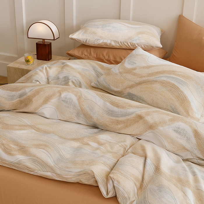 91家纺网 家纺一手货源 找家纺 2024新款全棉陶瓷磨毛印花四件套 诺拉