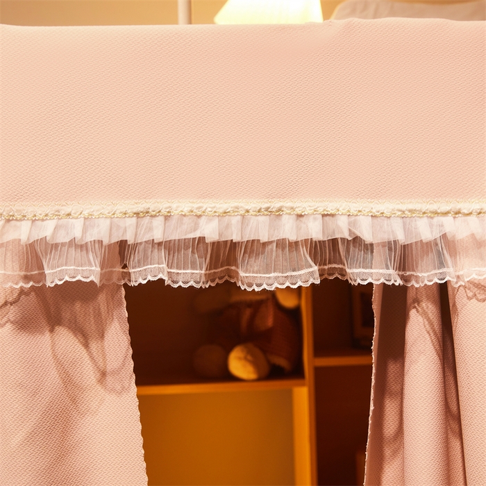 91家纺网 家纺一手货源 找家纺 卓尔居 2025新款学生桌帘雪尼尔秘境系列蚊帐 秘境-粉