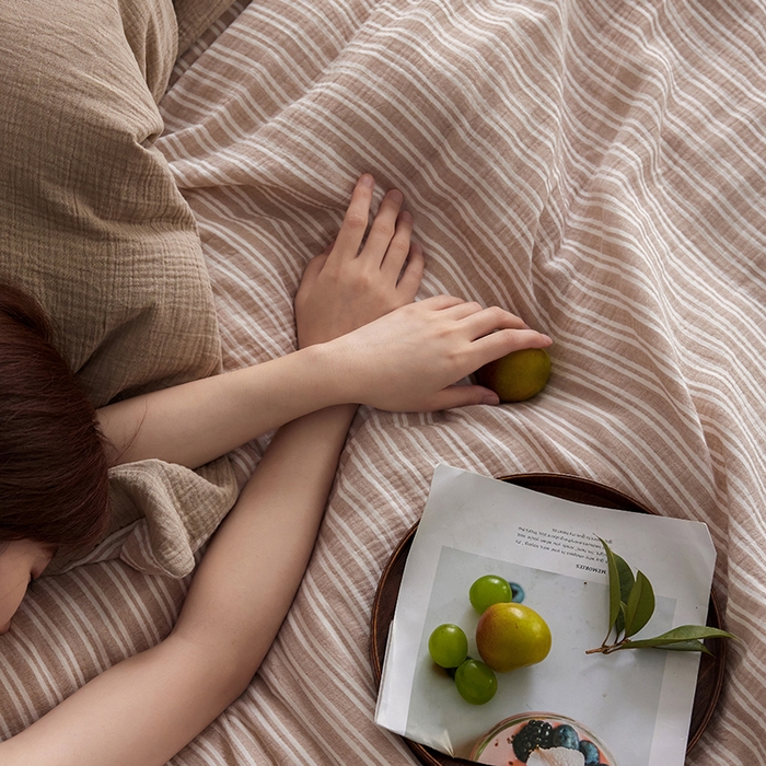 91家纺网 家纺一手货源 找家纺 2025新品尚美色织条纹绉纱系列--尚美可颂系列 尚美-可颂卡其