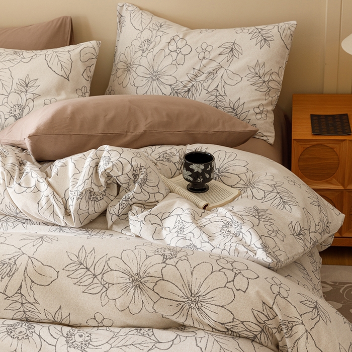 91家纺网 家纺一手货源 找家纺 2024新款全棉陶瓷磨毛印花四件套 茉娜