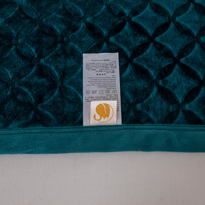 91家纺网 家纺一手货源 找家纺 2025新款铜钱纹大有光提花毛毯保暖盖毯宽包边 孔雀绿