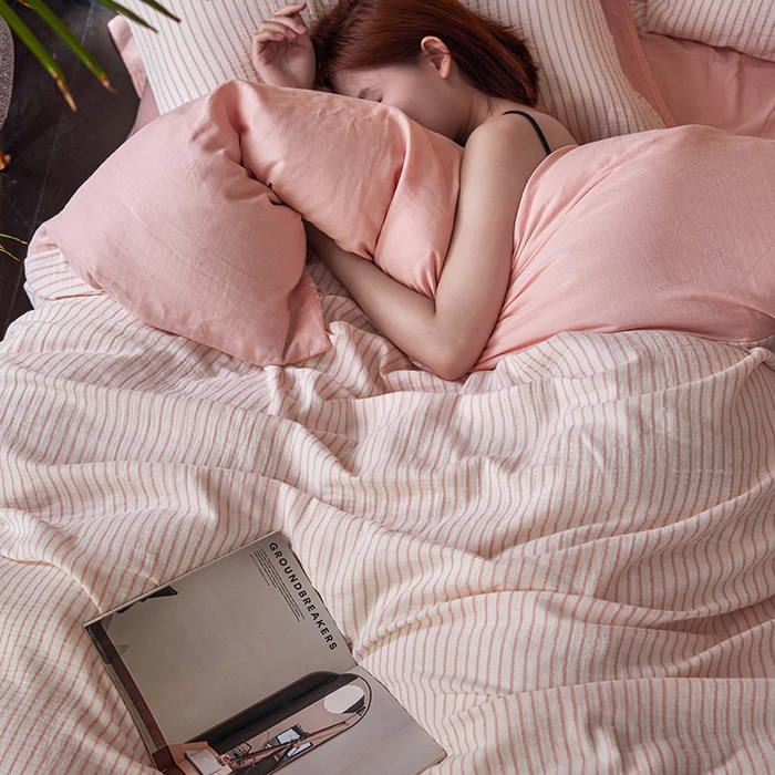 91家纺网 家纺一手货源 找家纺 2025新品尚美色织条纹绉纱系列--尚美细条系列 尚美-雅粉细条