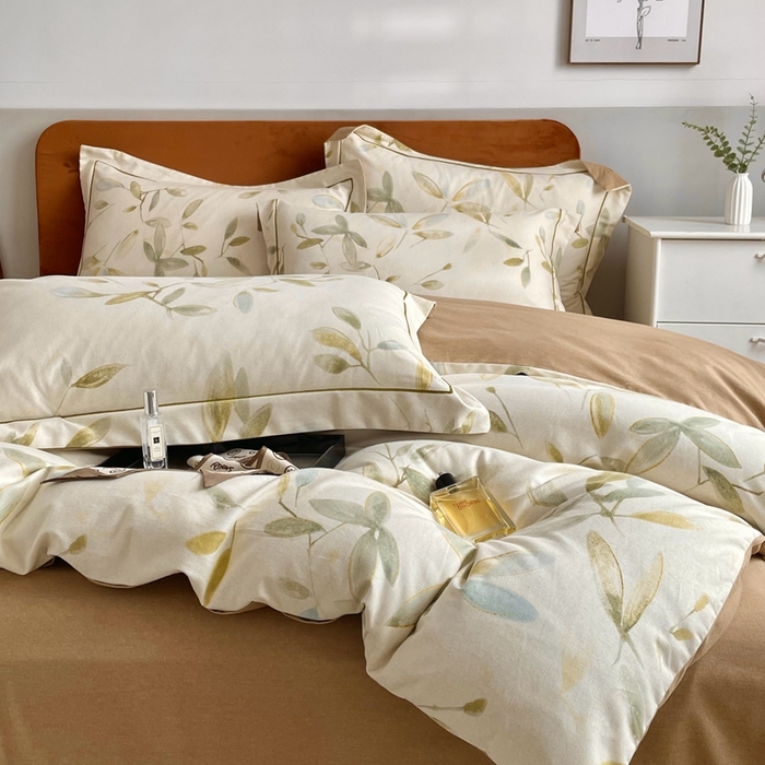 91家纺网 家纺一手货源 找家纺 2025新款全棉精梳磨毛印花四件套 乐莹米