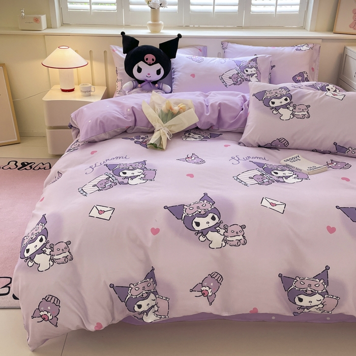 91家纺网 家纺一手货源 找家纺 海岛哥哥 2025新款A类云朵水洗棉三丽鸥正版授权四件套-大床图 三丽鸥-信封库洛米