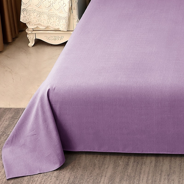 91家纺网 家纺一手货源 找家纺 晶缦家纺 2024新款加厚纯棉喷气全棉纯色生态磨毛多规格单品床单 纯依-丁香紫