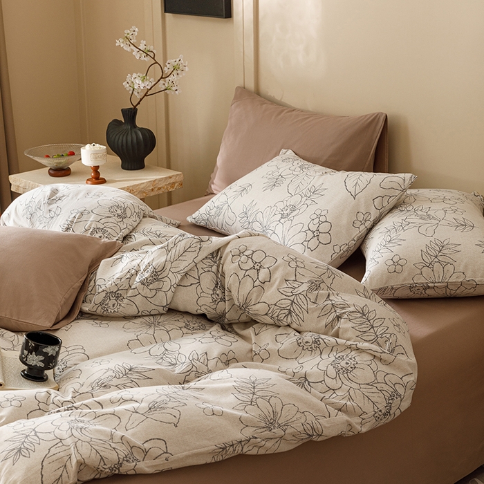 91家纺网 家纺一手货源 找家纺 2024新款全棉陶瓷磨毛印花四件套 茉娜